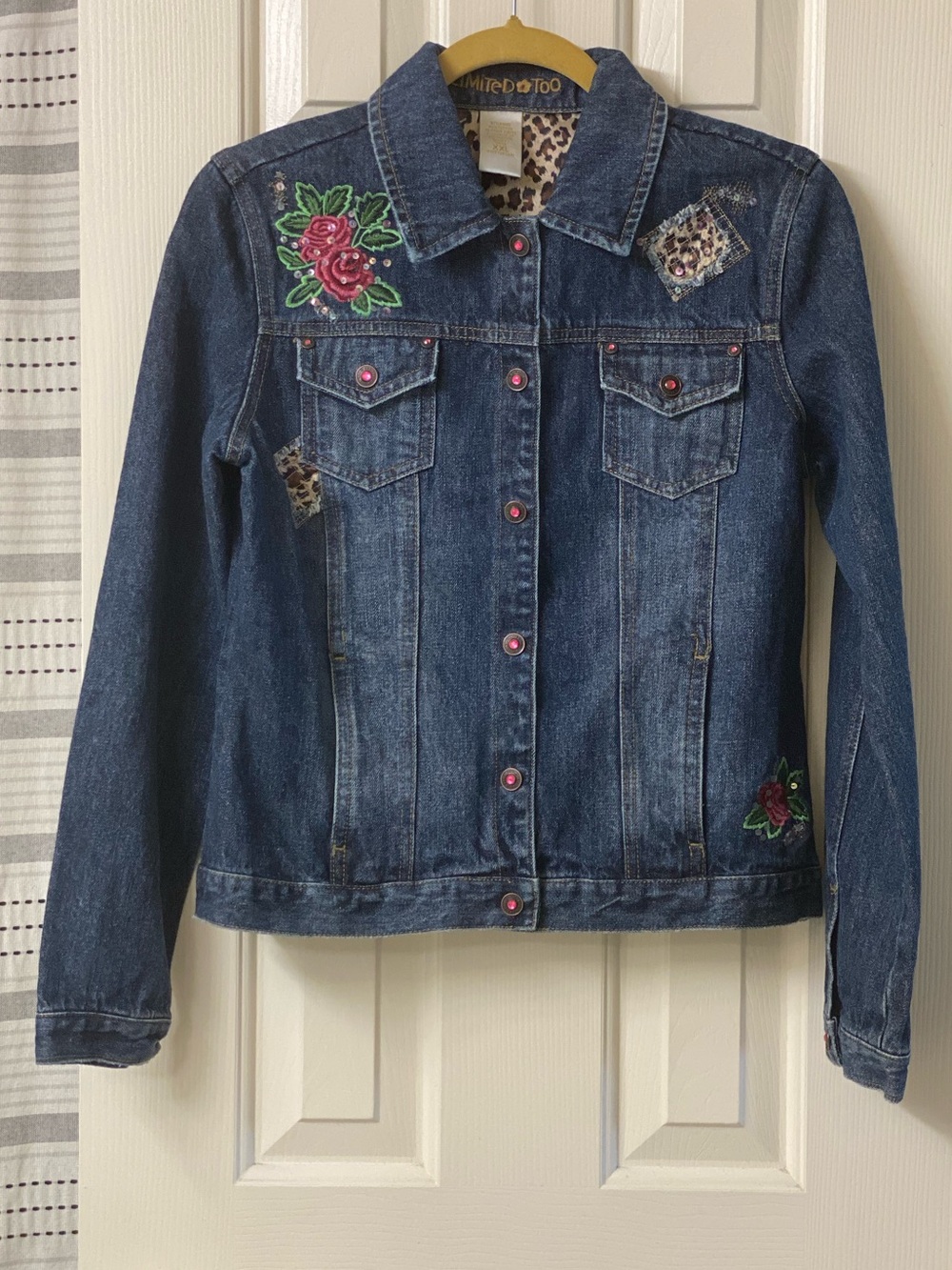 Limited Too Embroidered Rose Denim Jacket Size XXL